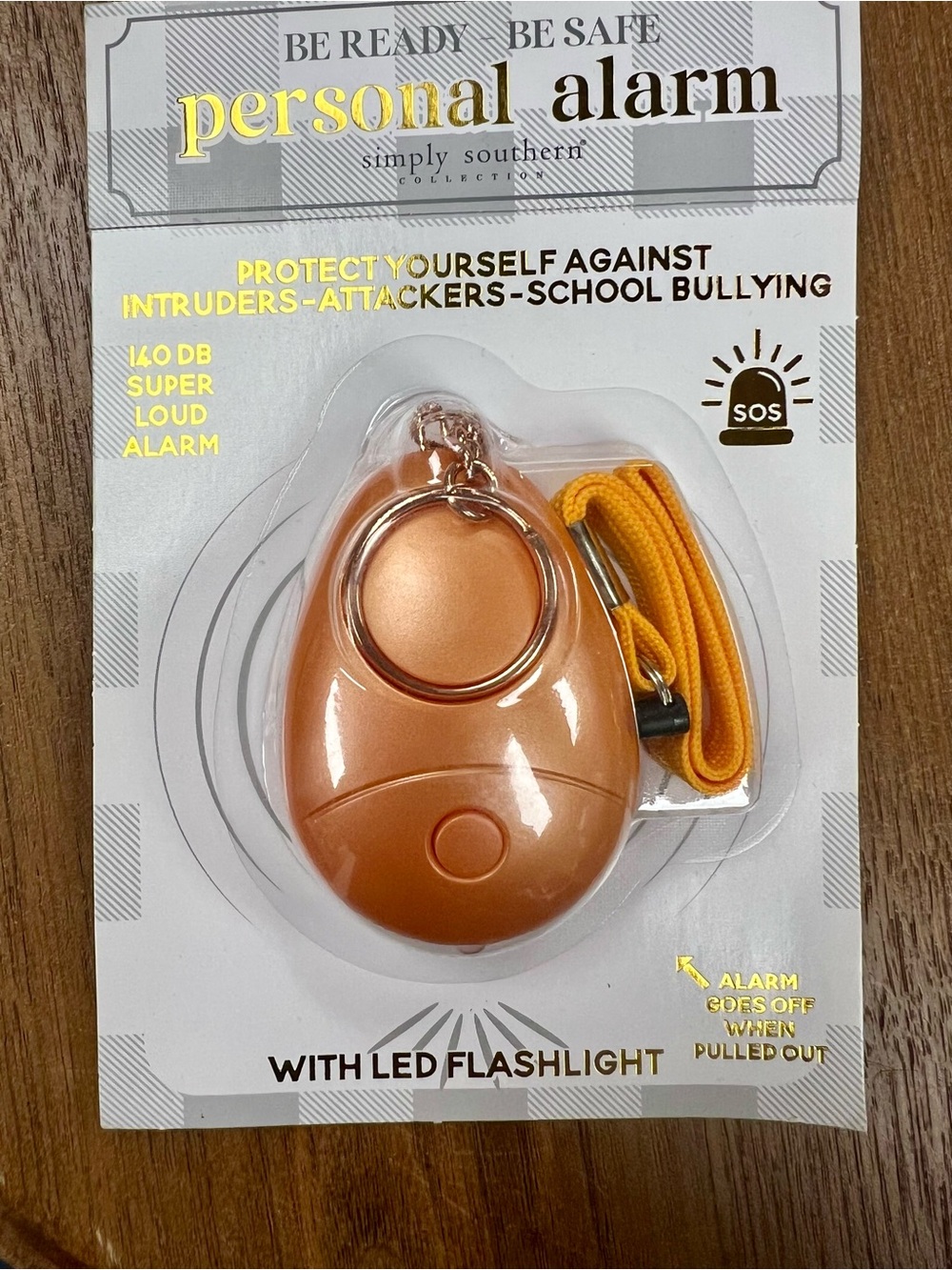 Simply Southern Personal Alarm with LED Flashlight - Metallic Orange NWT